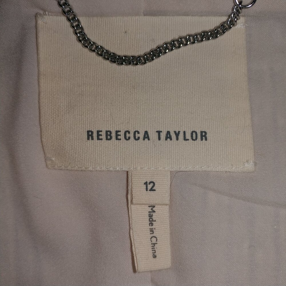 Rebecca Taylor: Light Pink Embroidered Fringe Twill Jacket - Women's Size 12 - Picture 6 of 7